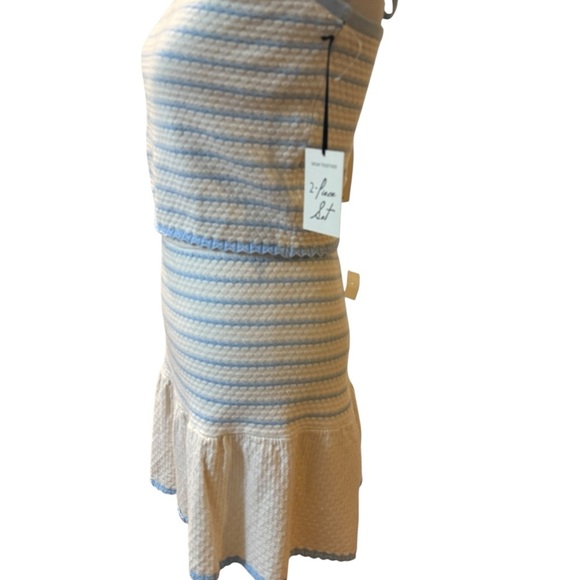 Freshman199 baby Blue and White Striped Two-Piece Set Net design - Picture 2 of 12